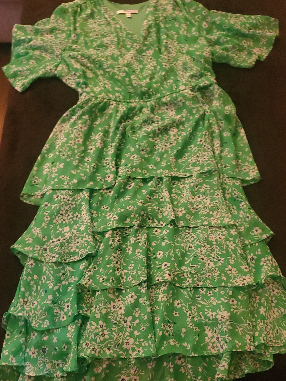Green Floral Tiered Dress